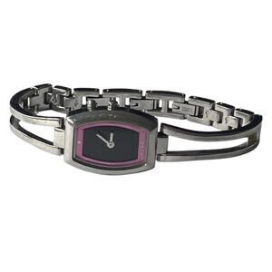 WORKS Fossil Big Tic Womens Wrist Watch Jewelry Water Resistant Pink Silver